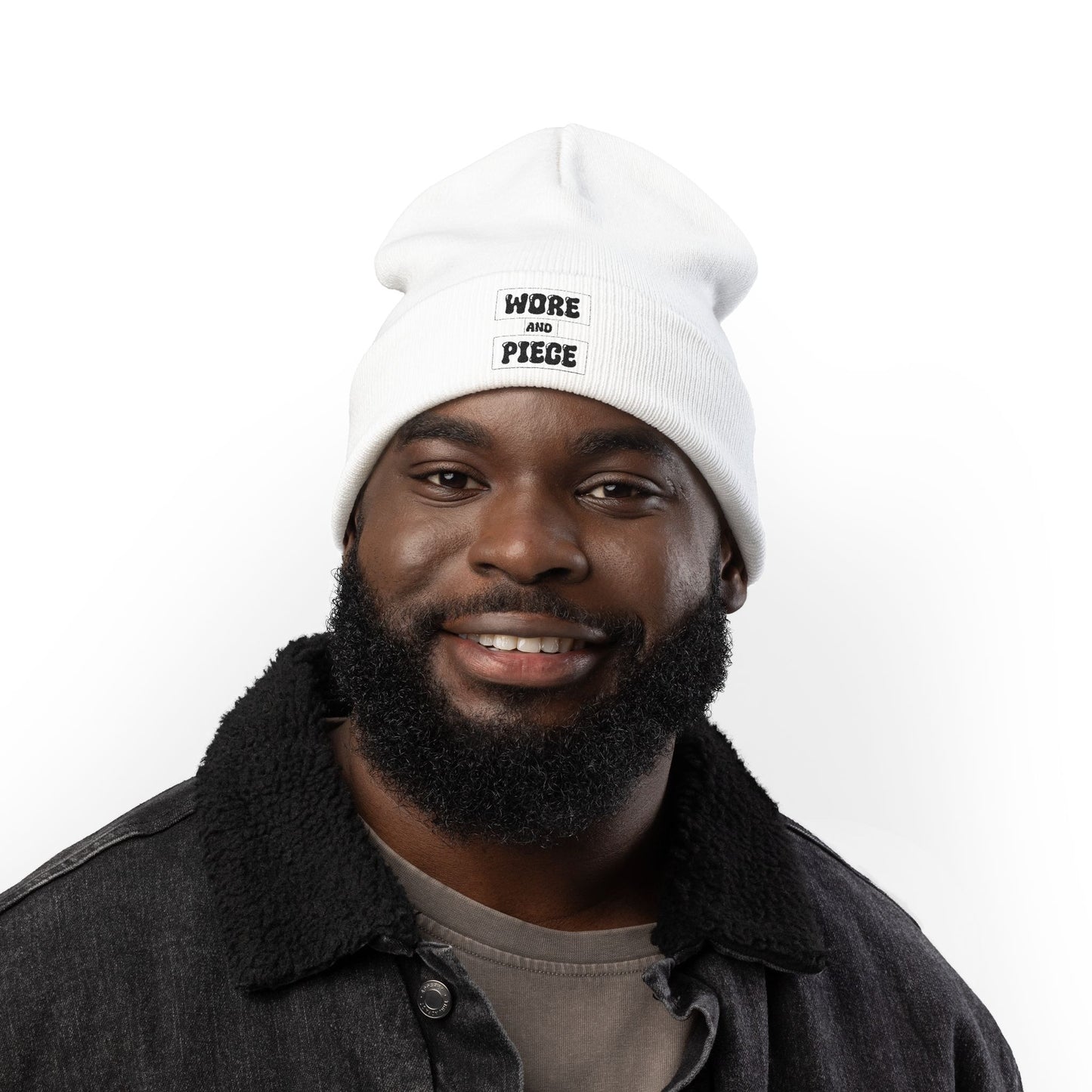 Wore and Piece Cozy Embroidered Knit Beanie