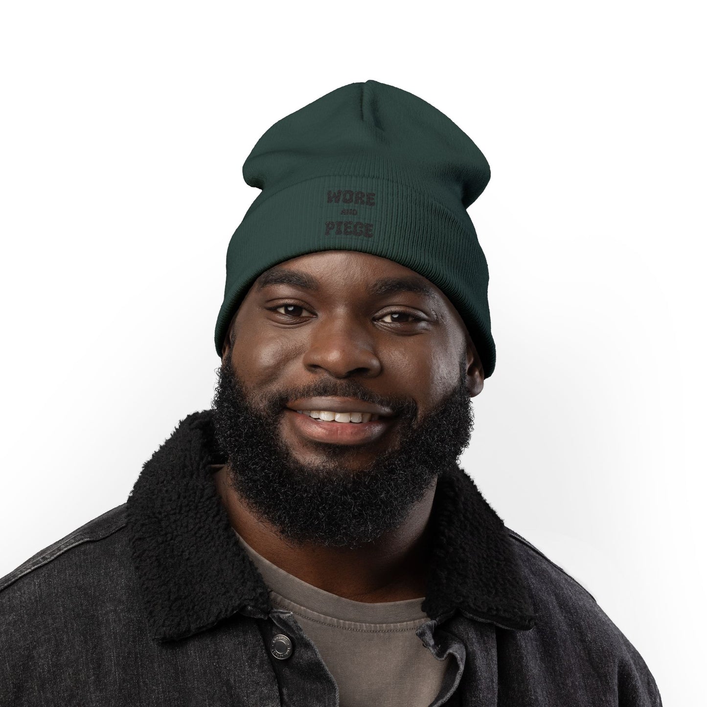 Wore and Piece Cozy Embroidered Knit Beanie