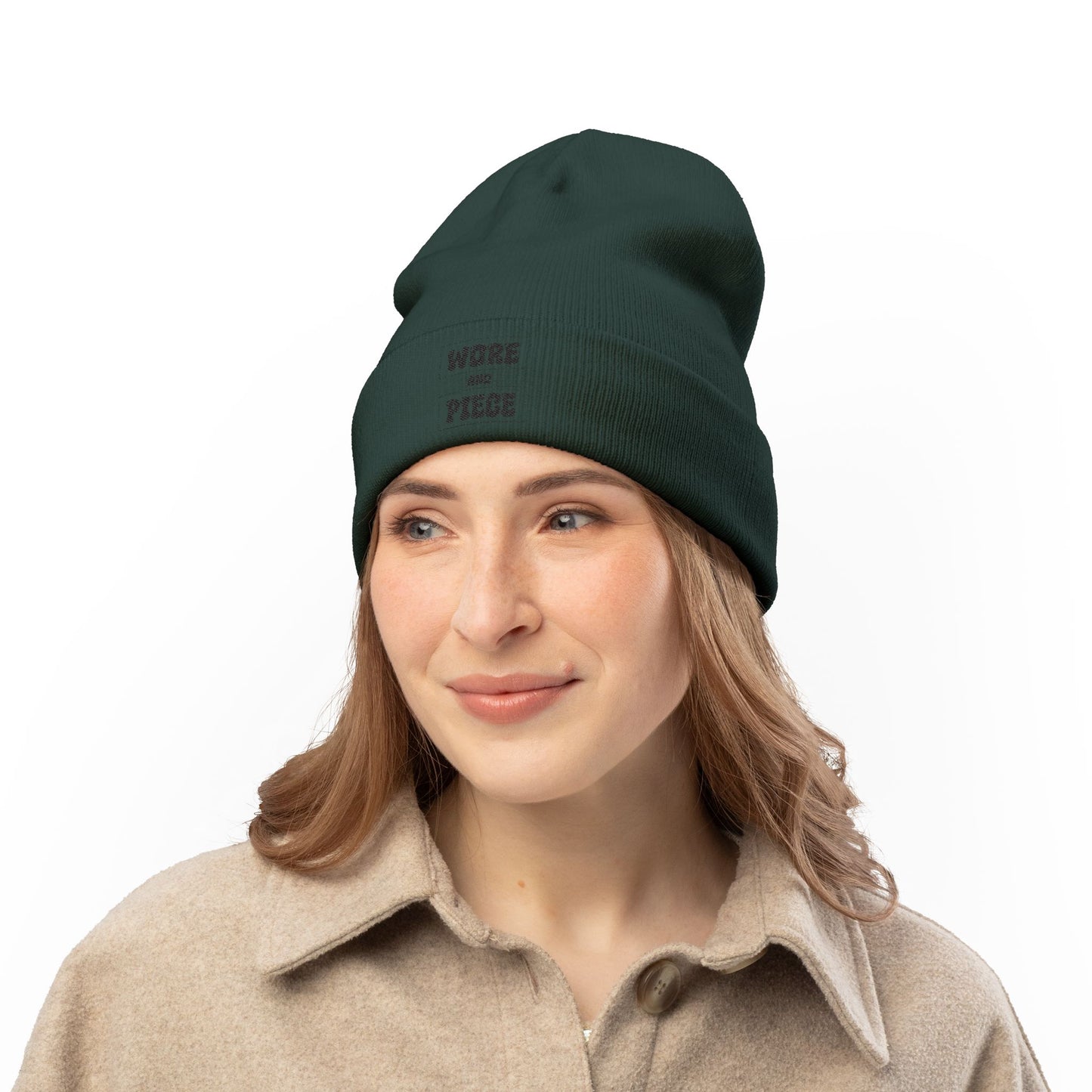 Wore and Piece Cozy Embroidered Knit Beanie