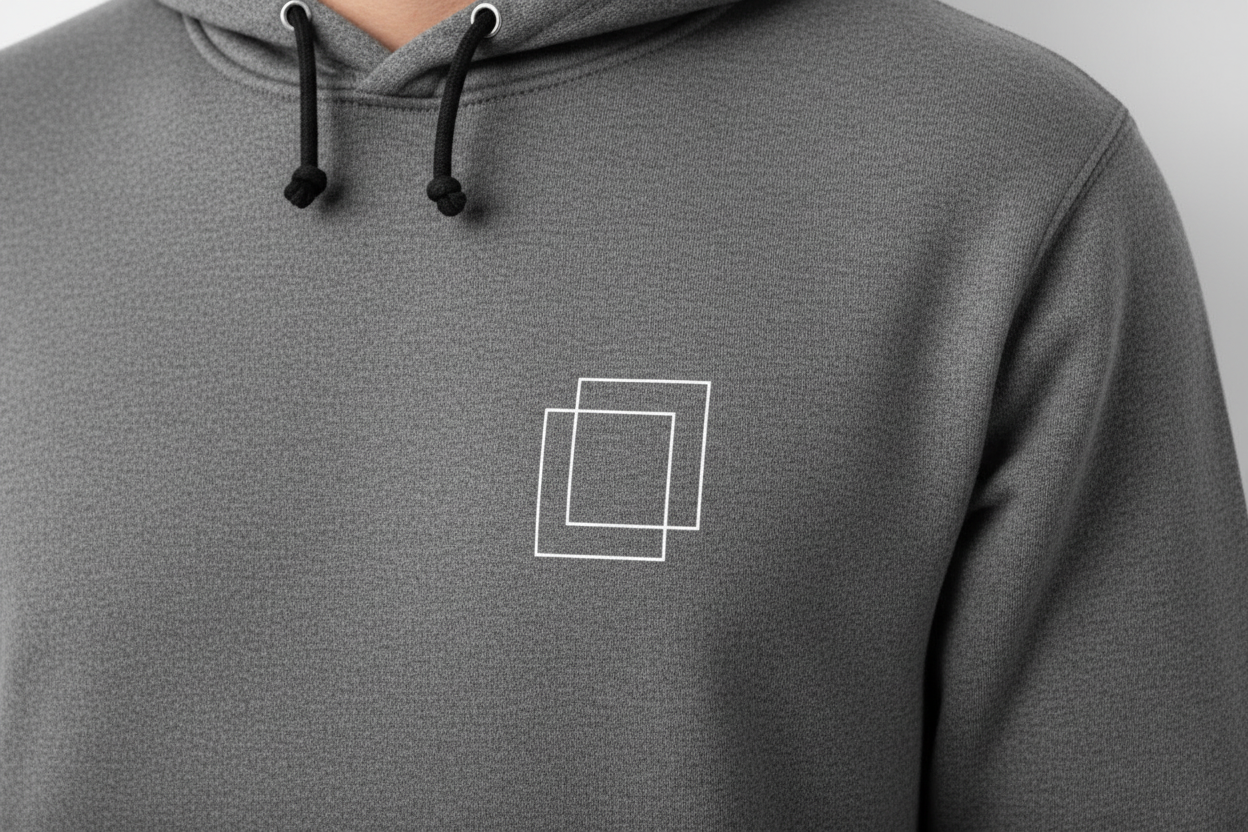 Frame Hoodie™ Athletic Grey — Left Chest Detail