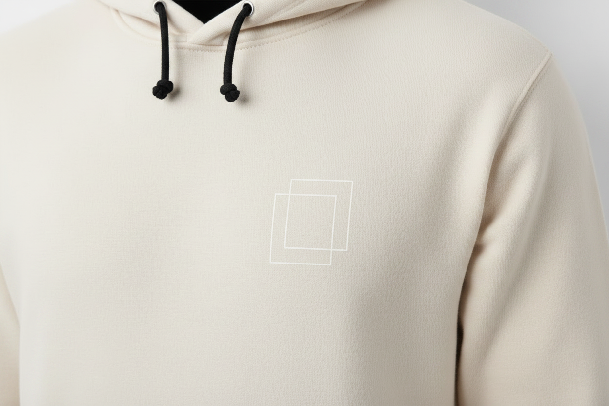 Frame Hoodie™ Bone — Left Chest Detail