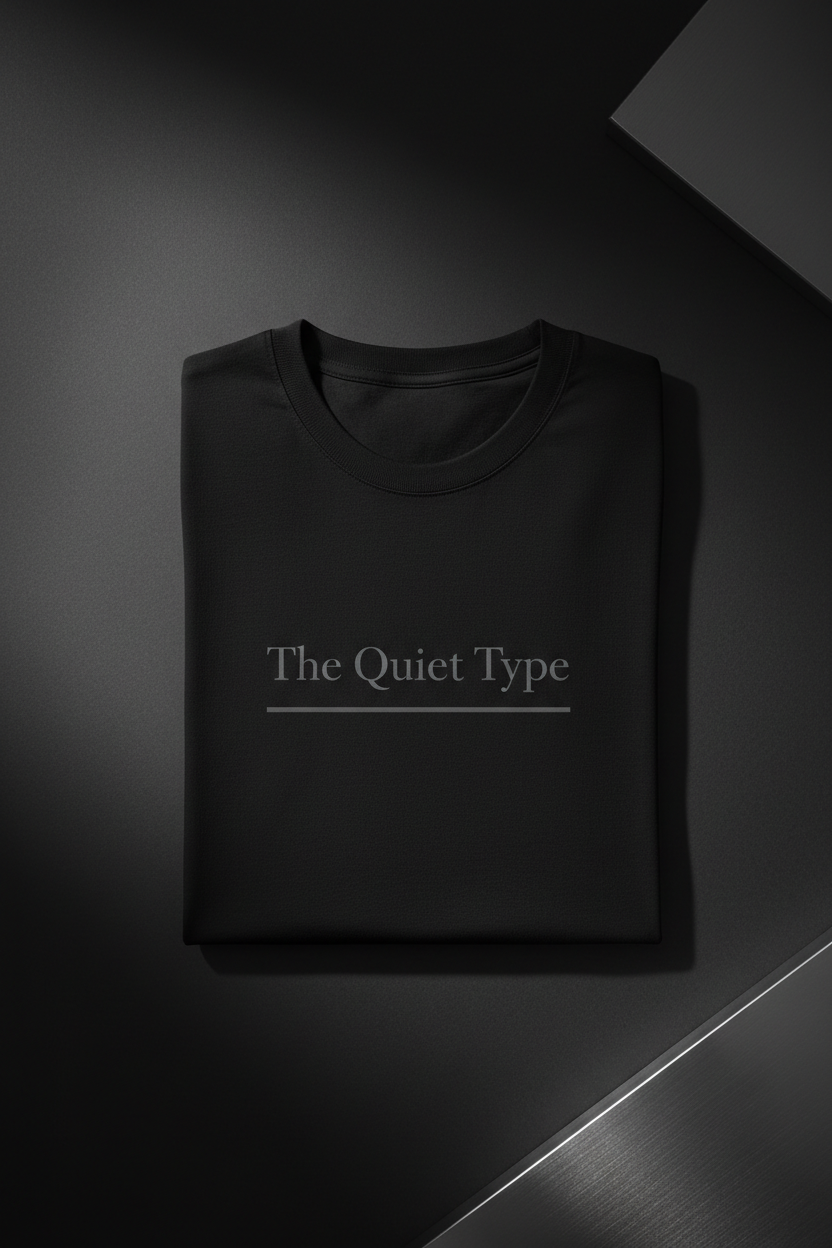 The Quiet Type graphic tee flat lay